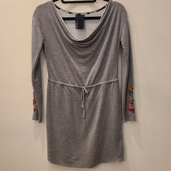 Anthropologie Dolan Port Maria T/sweat-shirt Dress Gray Embroidered Slee… - Picture 2 of 11